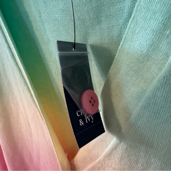 Crown & Ivory NWT Rainbow Ombre Cardigan Pastel Long Sleeve New With Tags Large - Picture 8 of 9